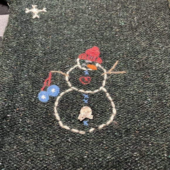 Woolrich Pure New WOOL Button Christmas Snowmen Sweater Tree Snowflakes Cardigan - Picture 7 of 13